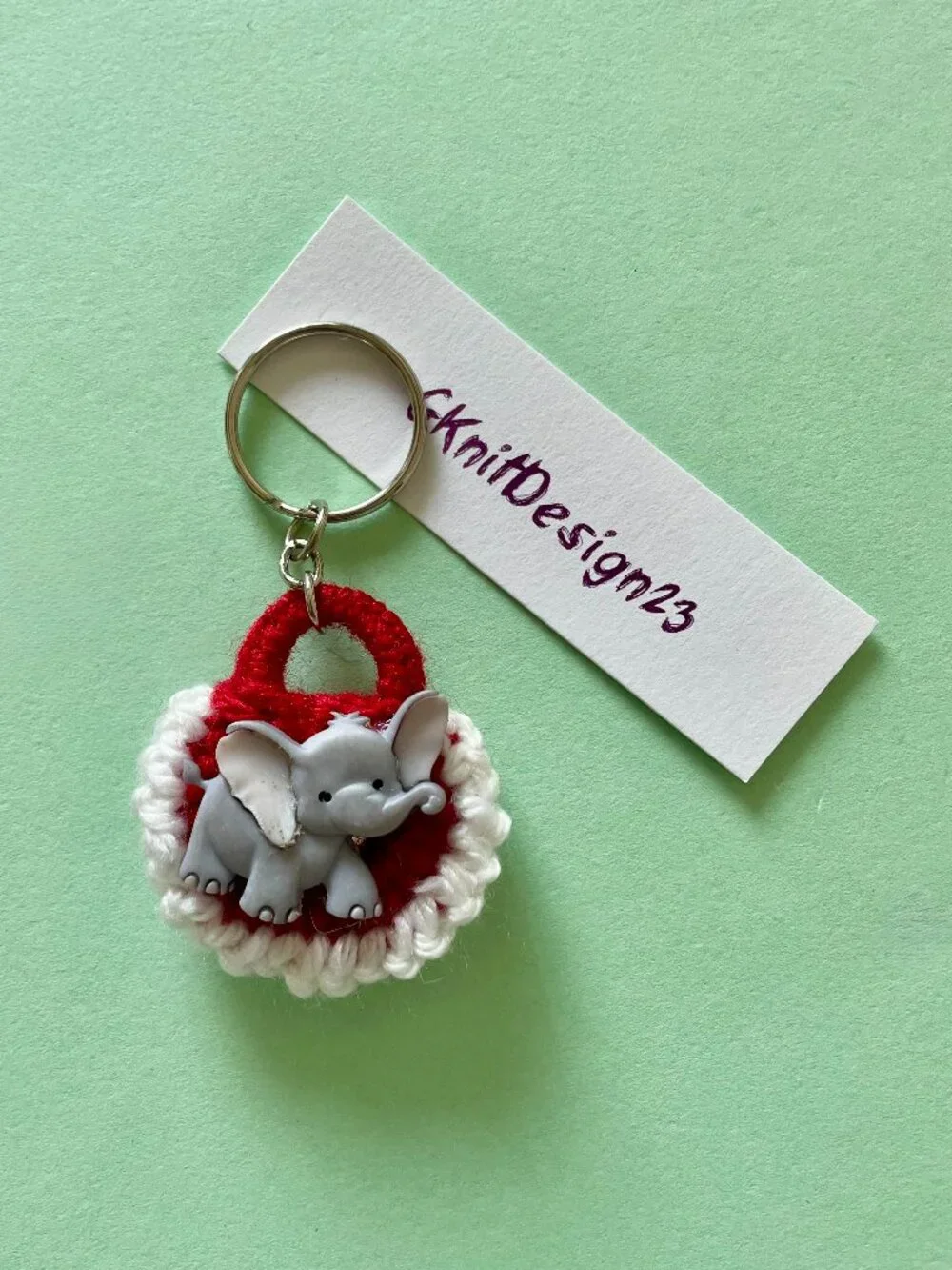 Crochet Little Elephant Keychain Charm, Handmade Backpack Charm